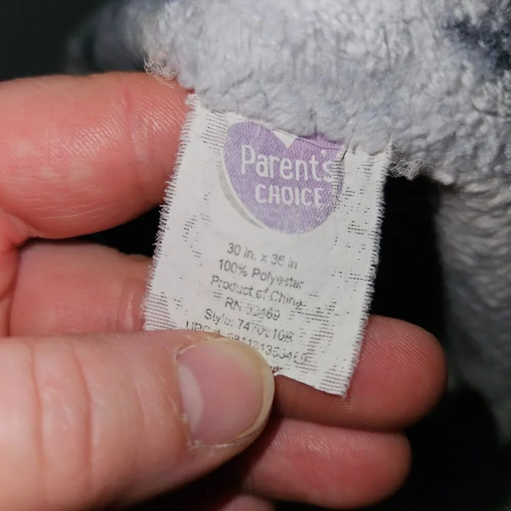 Parent's Choice Gray Fleece Baby Blanket White Sheep 30x36 READ
